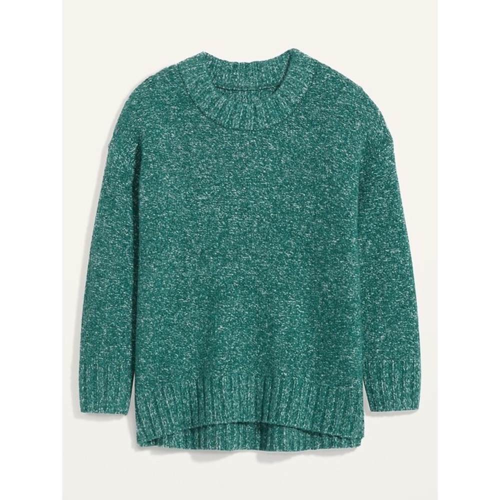 Old Nave Green Marl Cozy Oversized Bouclé Crew-Neck Sweater Size Small